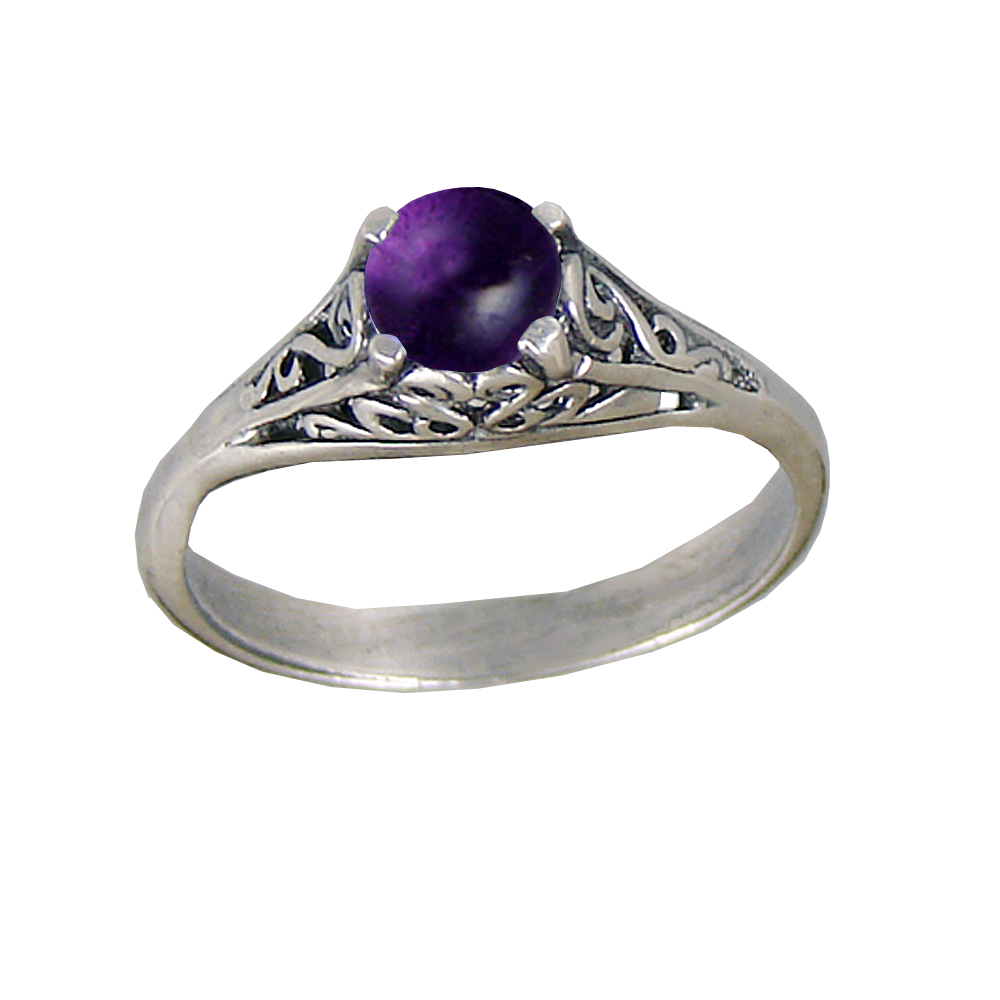 Sterling Silver Filigree Ring With Amethyst Size 9